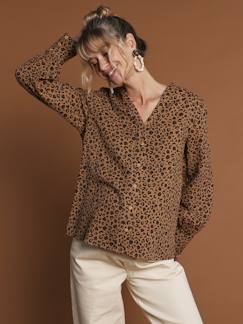 Vêtements de grossesse-Blouse léopard en gaze de coton grossesse et allaitement