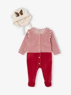 Bébé-Pyjama noël et bonnet bébé en velours ENVIE DE FRAISE personnalisable 