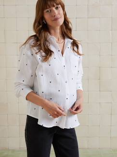 Chemise gaze de coton brodé FM grossesse et allaitement