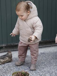 Baby-Mantel, Overall, Ausfahrsack-Baby Steppjacke mit Blumensteppung und Kunstfellfutter