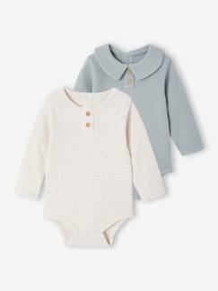 Bébé-T-shirt, sous-pull-Lot de 2 Bodies naissance col officier et col tunisien