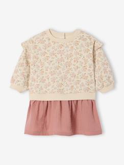 Bébé-Robe bi-matière manches longues