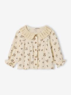 Baby-Hemd, Bluse-Gemusterte Baby Bluse mit gehäkeltem Kragen