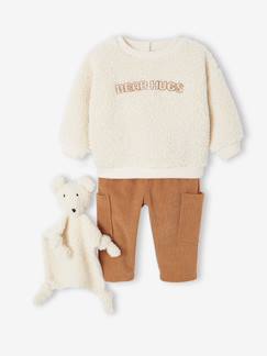 Baby-Set-Baby-Set BEAR HUGS: Sweatshirt, Hose & Kuscheltuch, Geschenkbox