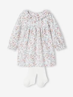 Baby-Set-Baby-Set: Kleid mit Rüschenkragen und Strumpfhosen