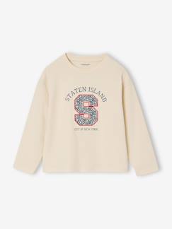 Fille-T-shirt, sous-pull-T-shirt animation lettres manches longues fille