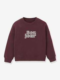 Mädchen-Pullover, Strickjacke, Sweatshirt-Sweatshirt mit Botschaft, Bio-Baumwolle Mädchen CYRILLUS