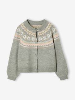 Mädchen-Pullover, Strickjacke, Sweatshirt-Mädchen Cardigan mit Metallic-Garn und Recycling-Polyester