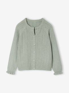 Mädchen-Pullover, Strickjacke, Sweatshirt-Flauschige Mädchen Strickjacke mit Ajourmuster