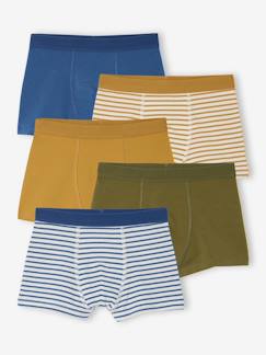 Garçon-Sous-vêtement-Lot 5 Boxers unis et rayés Garçon