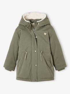 Mädchen-Mantel, Jacke-Mantel, Parka, Blouson-Mädchen Jacke mit Kapuze und Webpelz-Futter, Recycling-Wattierung