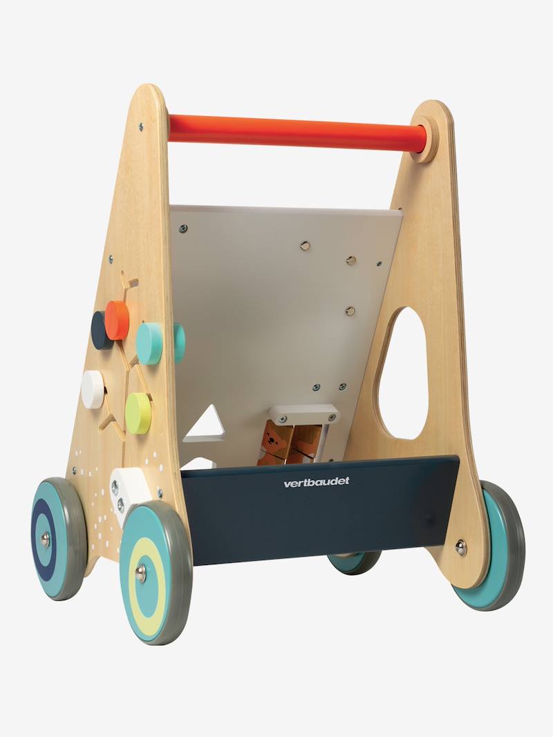 2-in-1 Lauflernwagen mit Bremsen, Holz FSC® - mehrfarbig/blau, Spielzeug
