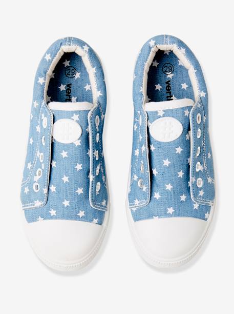 Tennis élastiquées fille en toile BLEU DENIM+NOIR+ROSE+ROSE IMPRIME 