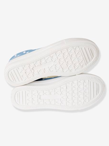 Mädchen Slip-on Stoffschuhe jeansblau+rosa+rosa bedruckt+schwarz 