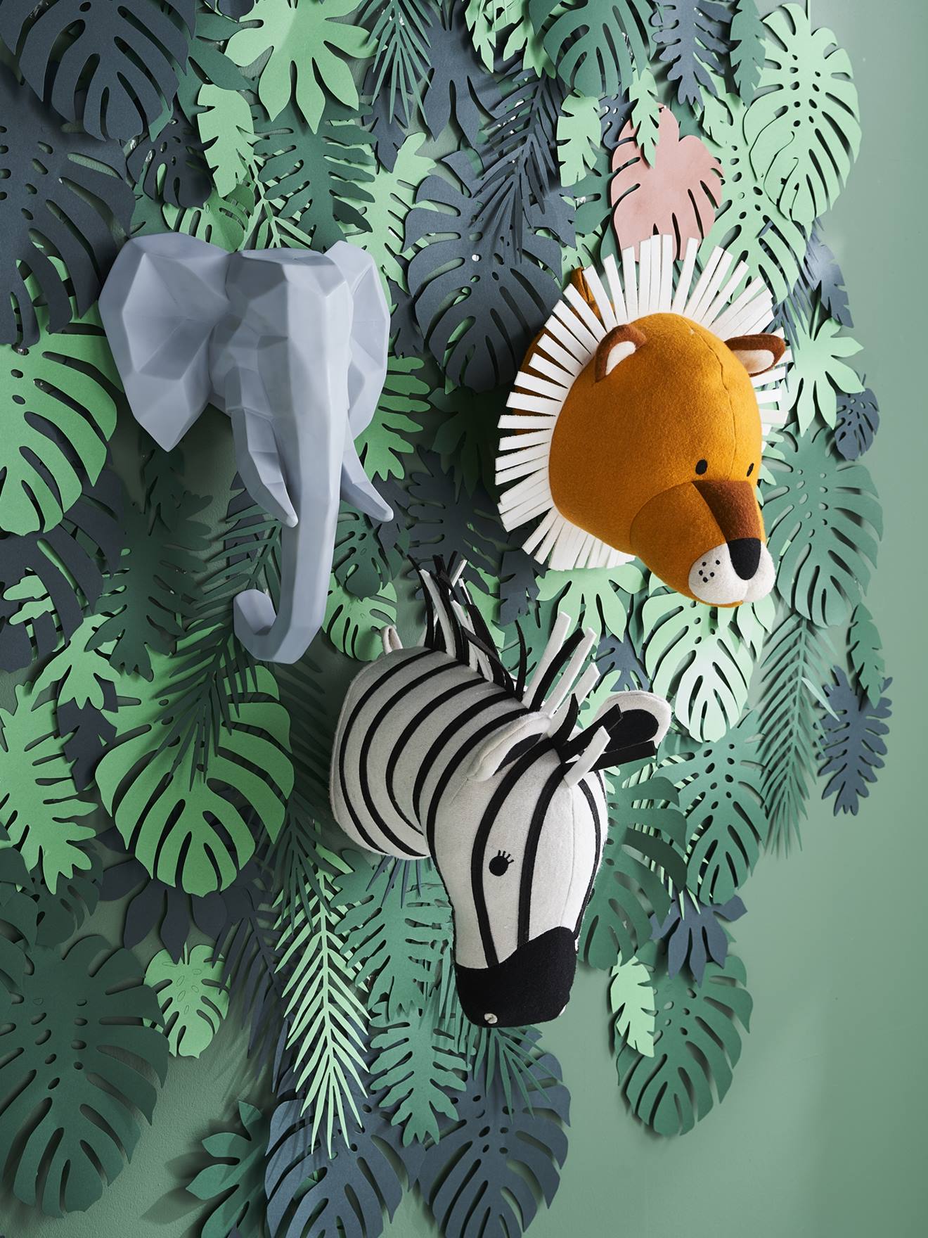 Trophée mural éléphant lumineux - gris, Linge de maison et décoration