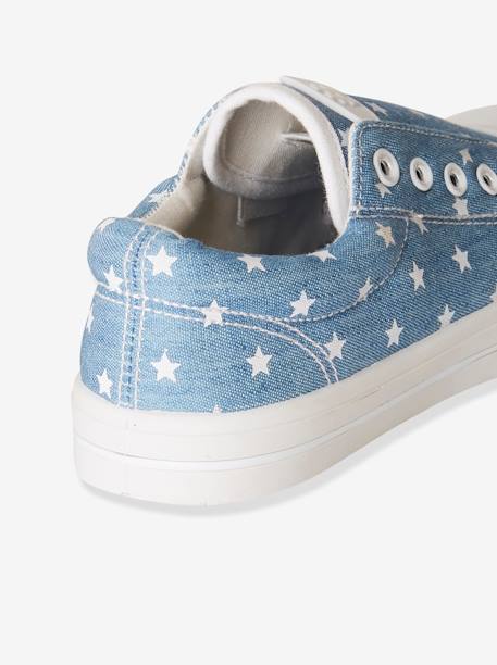 Tennis élastiquées fille en toile BLEU DENIM+NOIR+ROSE+ROSE IMPRIME 