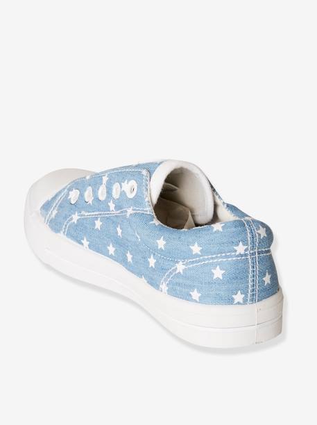 Tennis élastiquées fille en toile BLEU DENIM+NOIR+ROSE+ROSE IMPRIME 
