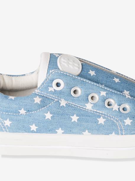 Tennis élastiquées fille en toile BLEU DENIM+NOIR+ROSE+ROSE IMPRIME 