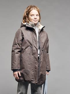 Mädchen-Mantel, Jacke-Mantel, Parka, Blouson-Lange Mädchen Winterjacke mit Leoprint JONEN