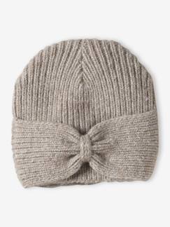 Mädchen-Accessoires-Mädchen Mütze aus Rippenstrick, Zierschleife