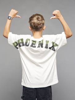 Junge-T-Shirt, Poloshirt, Unterziehpulli-Jungen Oversized-Shirt JONEN mit Phoenix-Print und Recycling-Baumwolle