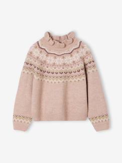 Mädchen-Pullover, Strickjacke, Sweatshirt-Jacquard-Pullover mit Glitzerdetails Mädchen