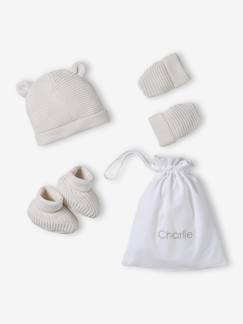 Bébé-Accessoires-Kit naissance bonnet, moufles et chaussons et son pochon personnalisable