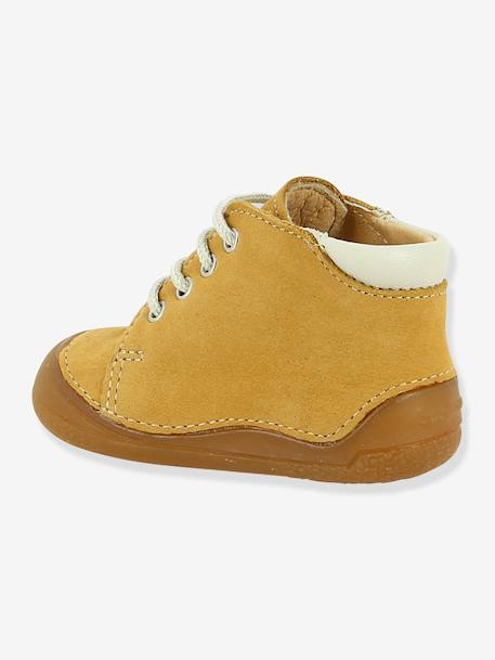 Bottillons lacés cuir bébé garçon B1 Babybotte® BLEU CIEL+CAMEL 