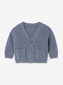 Bébé-Pull, gilet, sweat-Gilet-Gilet bébé col V en maille grosse jauge