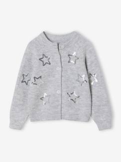 Mädchen-Pullover, Strickjacke, Sweatshirt-Strickjacke mit Paillettensternen, Mädchen