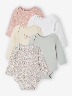Baby-Body-Bio-Kollektion: 5er-Pack Baby Schlupfbodys mit Blumen