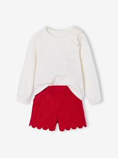 Fille-Ensemble fille t-shirt et short velours pailleté
