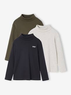 Junge-T-Shirt, Poloshirt, Unterziehpulli-3er-Pack Jungen Rollkragenshirts BASIC