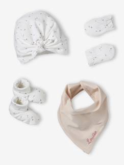 Bébé-Accessoires-Ensemble bonnet, moufles, foulard et chaussons bébé