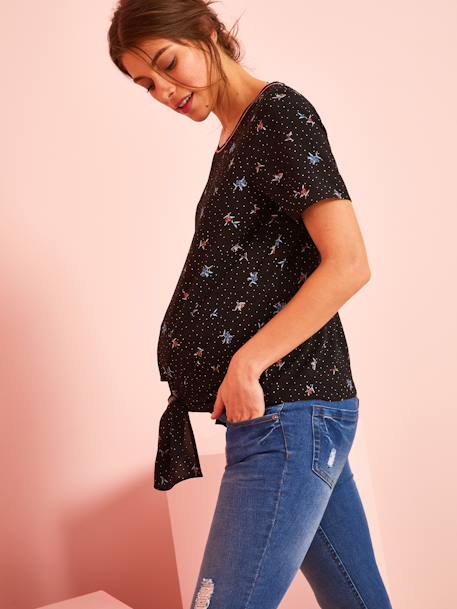 T-shirt noué de grossesse Imprimé fleurs 