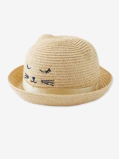 Bébé-Accessoires-Chapeau de soleil fille irisé broderie chat et oreilles fantaisie