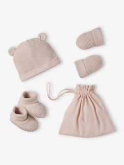 Bébé-Accessoires-Kit naissance bonnet, moufles et chaussons et son pochon personnalisable