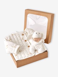Bébé-Ensemble-Veste bébé matelassée en velours + doudou coffret cadeau naissance
