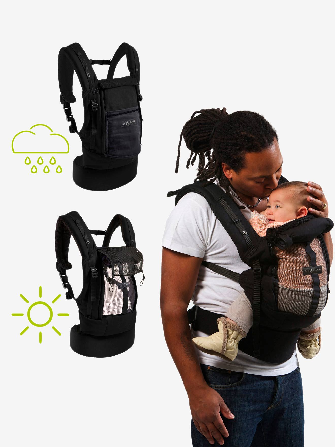 Babytrage Physio Carrier JE PORTE MON BEBE schwarz anthrazit Babyartikel