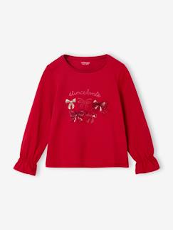 Fille-Tee-shirt fille nœud et détails glitter manches longues