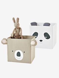 Chambre et rangement-Rangement-Bac, boîte, panier de rangement-Lot de 2 bacs de rangement animaux Panda Koala