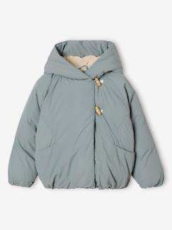 Mädchen-Mantel, Jacke-Daunenjacke-Gekreuzte Steppjacke mit Teddyfleece-Kapuze für Mädchen