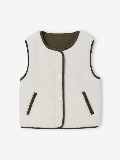 Gilet mixte sans manches réversible capsule famille écru 