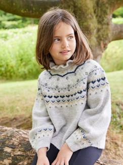 Mädchen-Pullover, Strickjacke, Sweatshirt-Jacquard-Pullover mit Glitzerdetails Mädchen