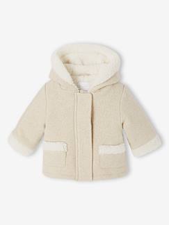 Baby-Mantel, Overall, Ausfahrsack-Baby Mantel aus Wollmix mit Glitzereffekt und Kunstfellfutter