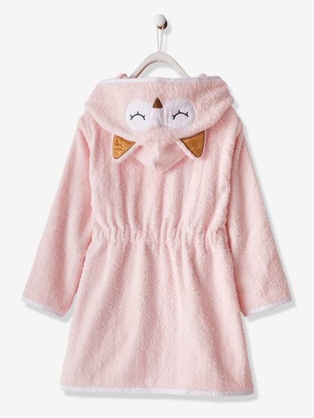 Peignoir Enfant Chouette Personnalisable Rose Poudre Linge De Maison Et Decoration