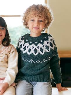 Pull jacquard garçon col rond