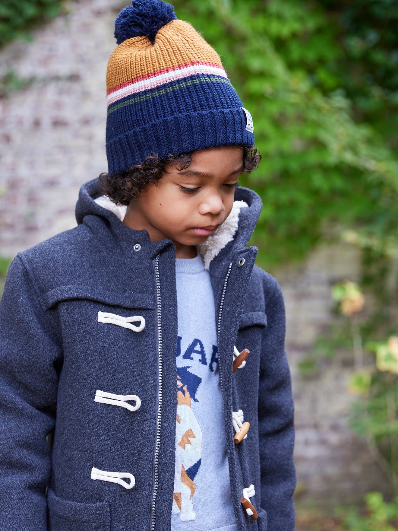 Jungen Dufflecoat mit Teddyfleece und Recycling-Wattierung grau