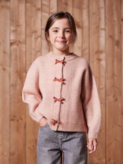 Mädchen-Pullover, Strickjacke, Sweatshirt-Strickjacke Mädchen mit Samtschleifen