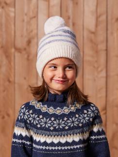 Mädchen-Accessoires-Set aus Mütze, Rundschal & Handschuhe gestreift, Mädchen